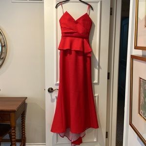Stunning red strapless gown. BCBG size 4. Worn twice.
